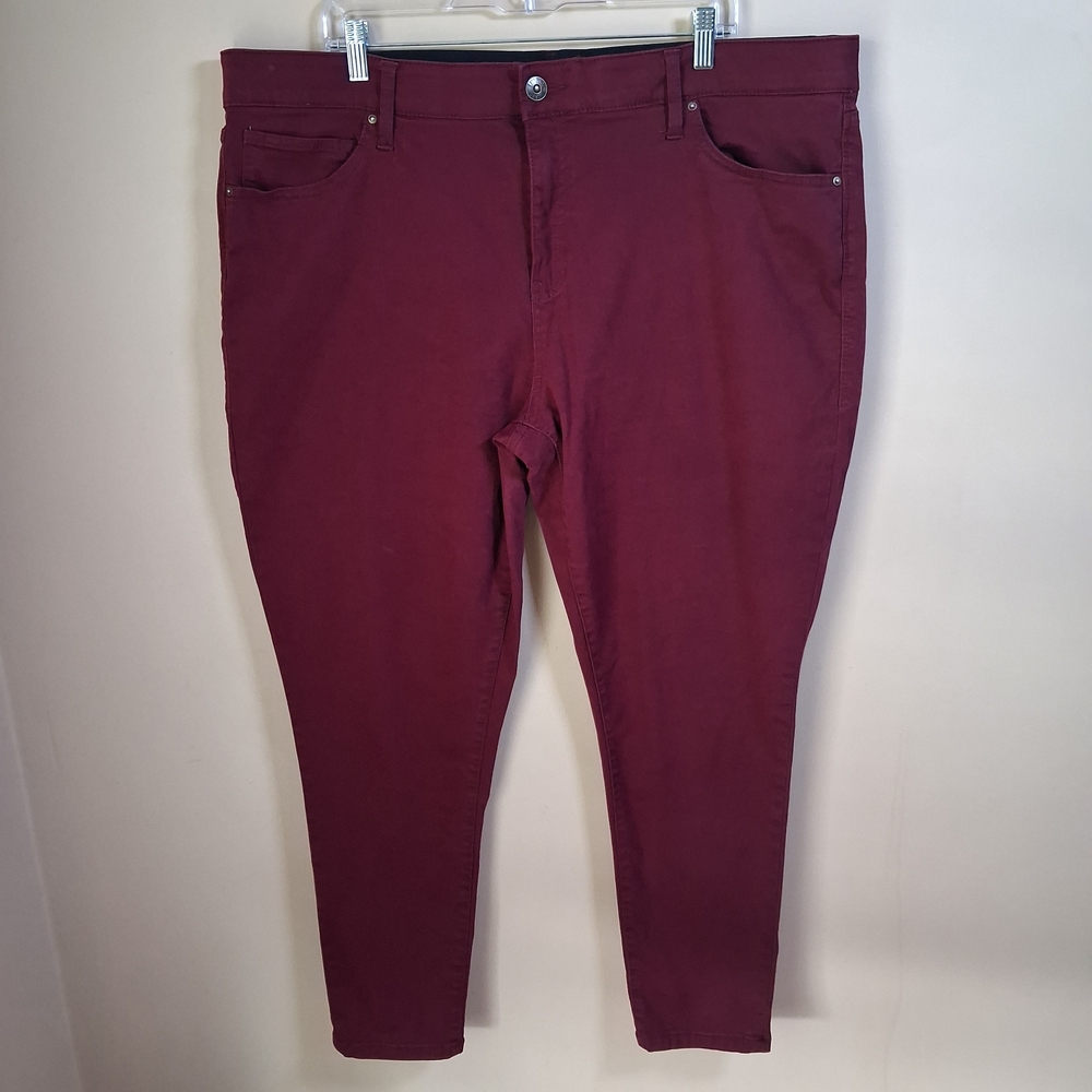 Lularoe With Love Magic Waist Burgundy Skinny Jeans; Size 42; Stretch-Slimming